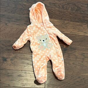 Little Joy Cozy Peach Bear Hooded Bunting